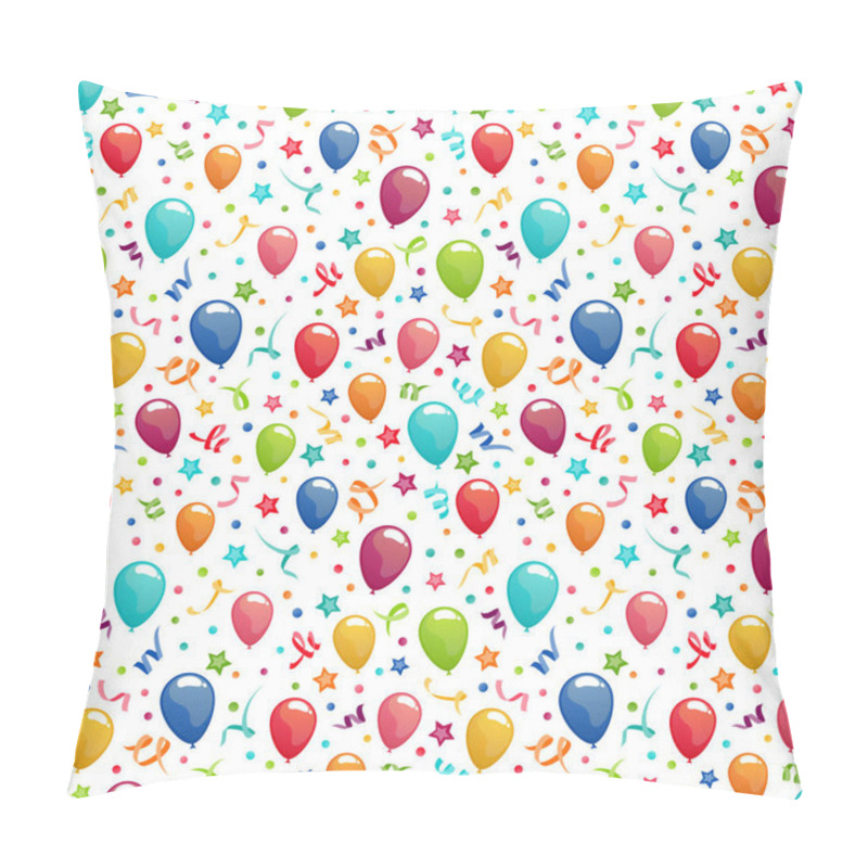 Personality  Eps Vector Illustration Seamless Background With Balloons, Streamers, Confetti And Stars For Birthday And Party Time Concepts Pillow Covers