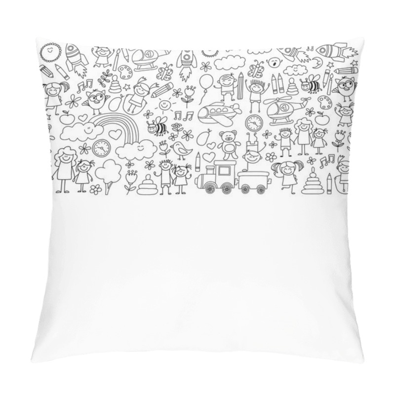 Personality  Vector Set Of Kindergarten Images Pillow Covers