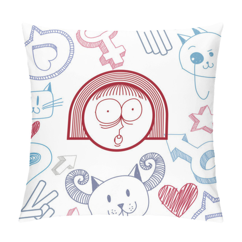 Personality  Shocked Girl With Modern Haircut. Pillow Covers