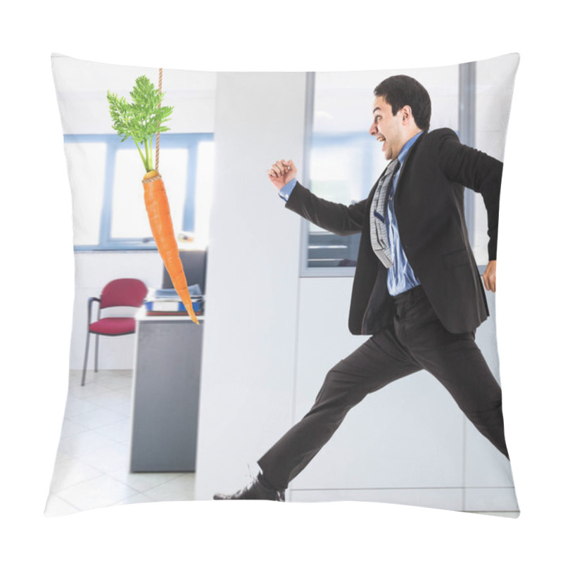 Personality  Businessman Trying To Take A Carrot Pillow Covers