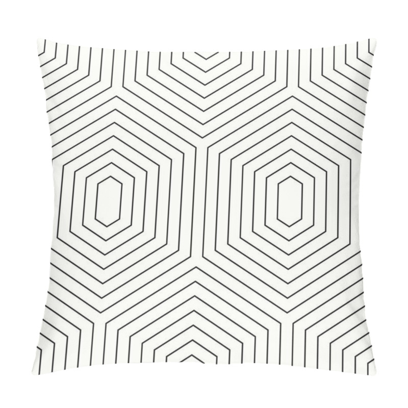 Personality  Repeated Black Figures On White Background. Seamless Surface Pattern Design With Hexagons And Diamonds. Honeycomb Motif. Repeated Polygons Tessellation Background. Ethnic Wallpaper. Digital Paper Art. Pillow Covers