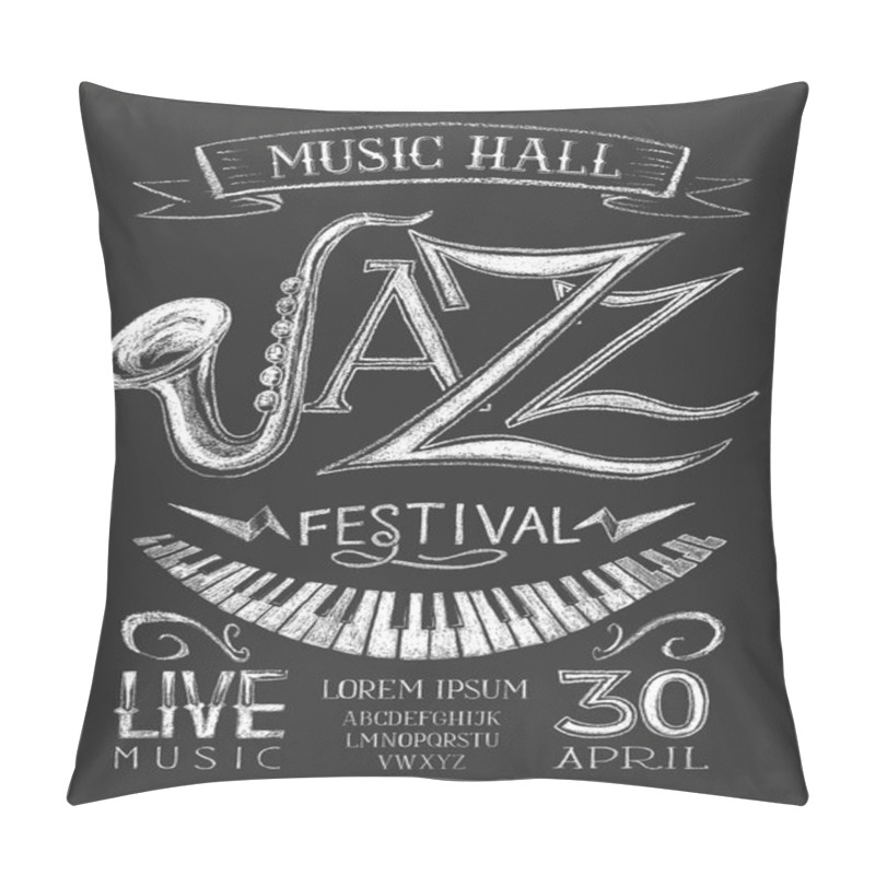 Personality  Poster Jazz Festival On The Blackboard Pillow Covers