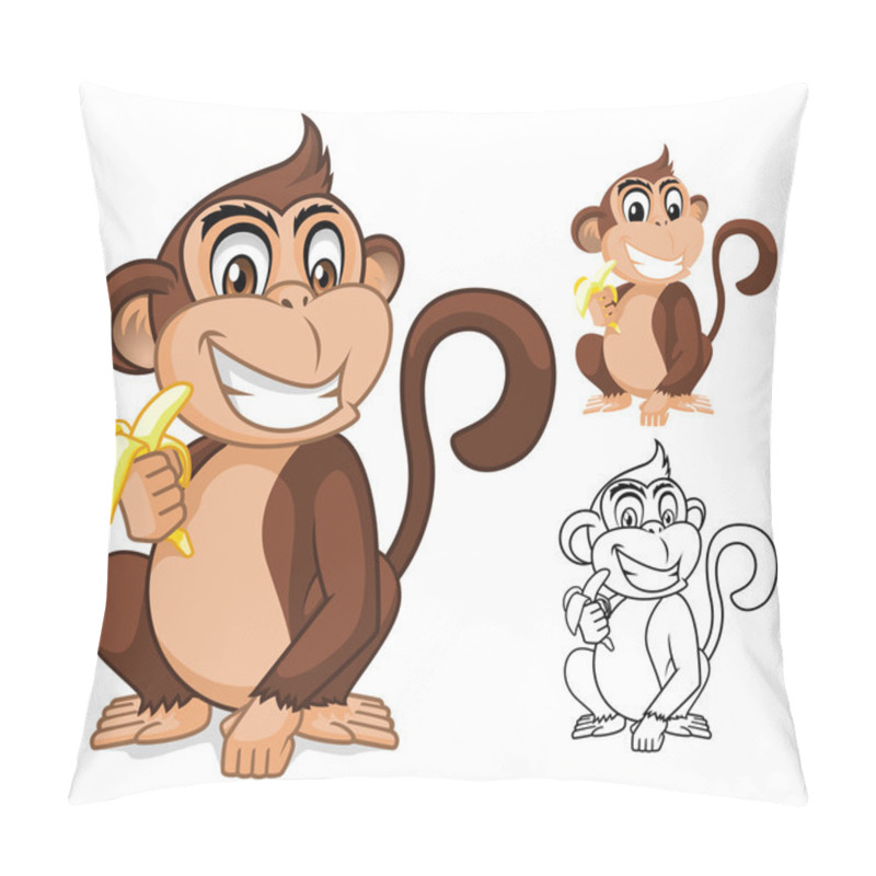 Personality  Monkey Holding Banana Cartoon Character Pillow Covers