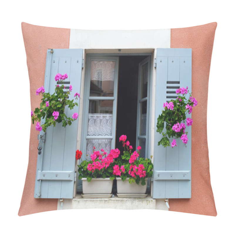 Personality  Window Box Flower Arrangement, Burgundy, France Pillow Covers