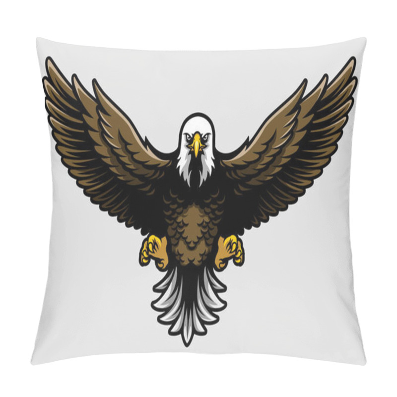 Personality  American Bald Eagle With Open Wings And Claws In Cartoon Style Pillow Covers