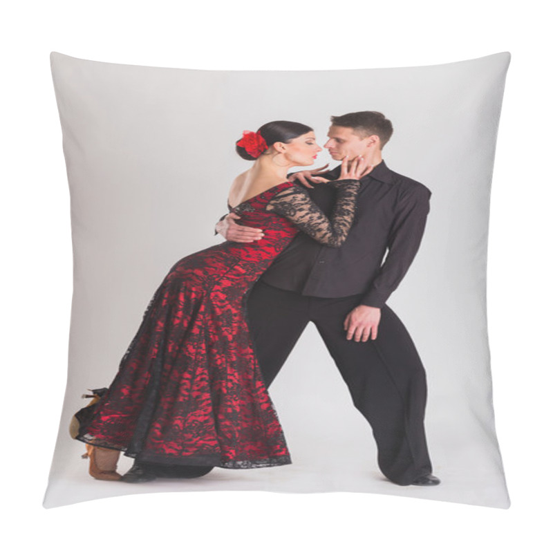 Personality  Man And Woman Posing In Dance Pose. Pillow Covers