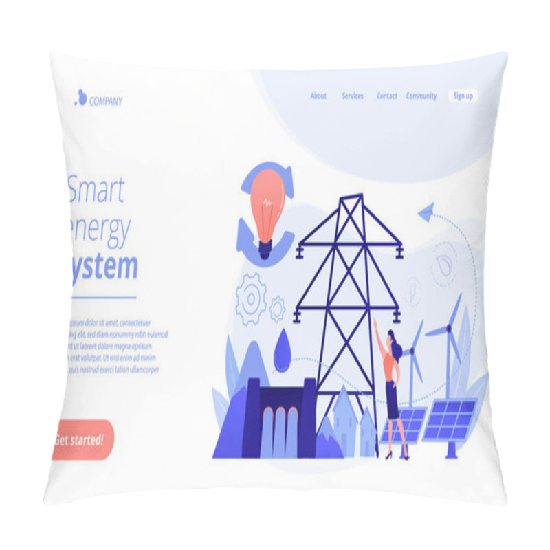 Personality  Sustainable Energy Concept Landing Page. Pillow Covers