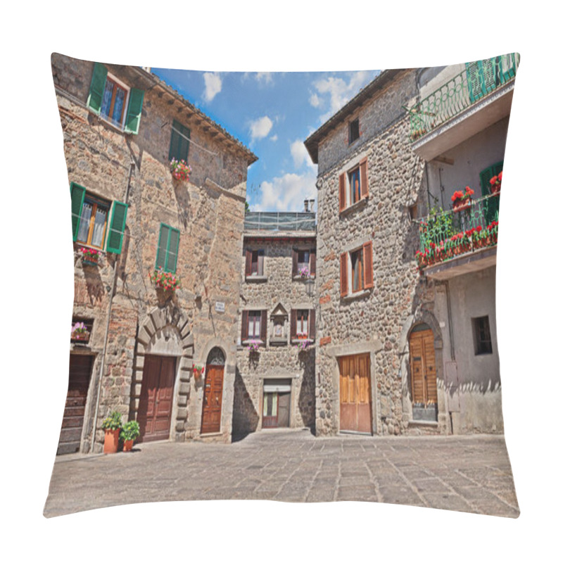 Personality  Abbadia San Salvatore, Siena, Tuscany, Italy: View Of The Ancient Piazza Del Mercato (market Square) In The Medieval Village Pillow Covers