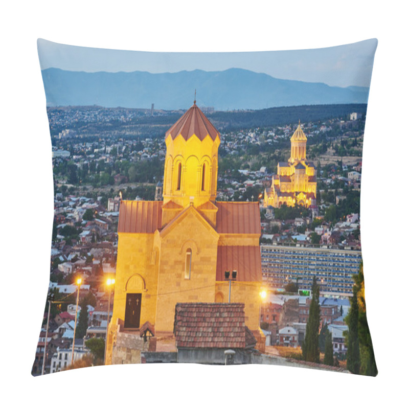 Personality  Thabori Fericvalebis And Sameba Orthodox Church In Tbilisi Pillow Covers