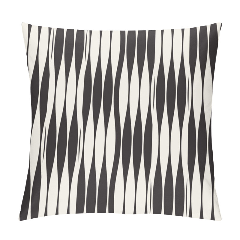 Personality  Wavy Stripes Vector Seamless Pattern. Retro Wavy Texture. Geometric Lines Monochrome Design. Pillow Covers