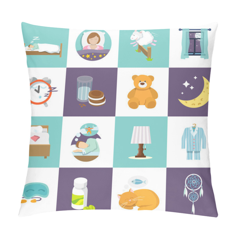 Personality  Sleep Time Icons Flat Pillow Covers