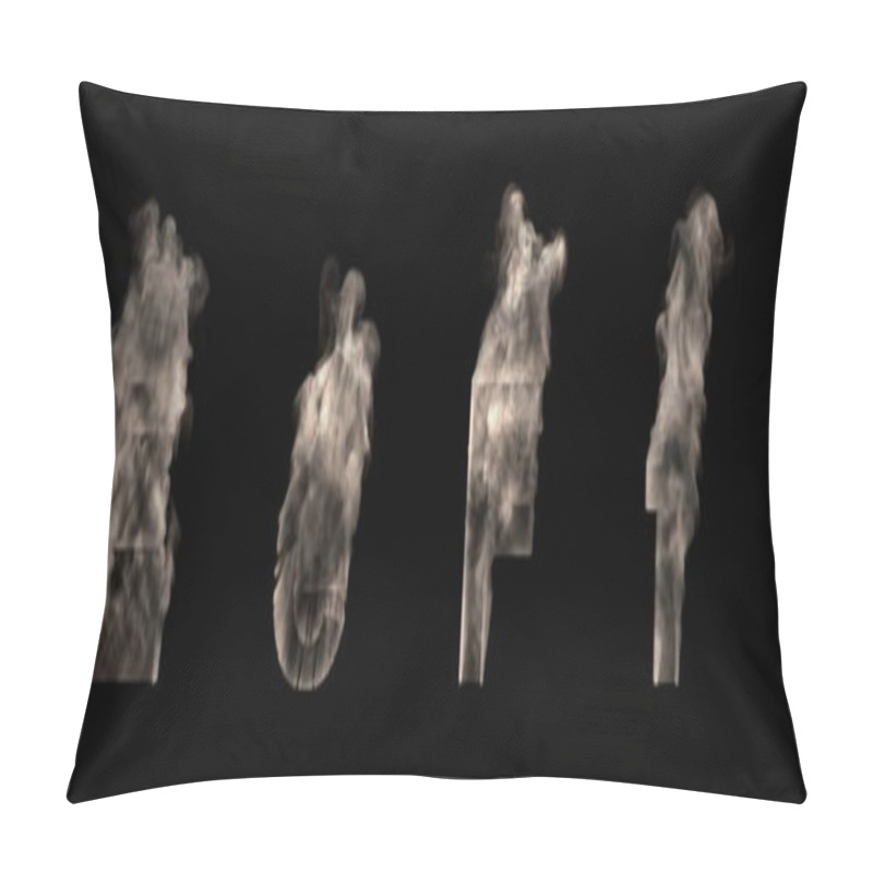 Personality  Capital (uppercase) And Lowercase Letters E And F Made Of Heavy Smoke Or Fog Isolated On Black, Artistic Scary Font - 3D Illustration Of Symbols Pillow Covers