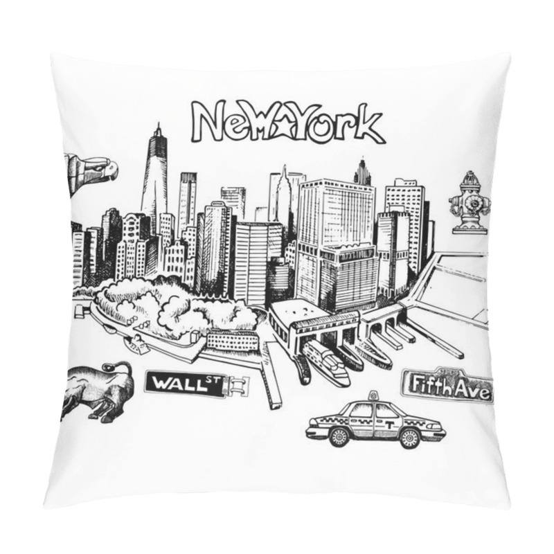 Personality  New York Doodle Freehand Pillow Covers