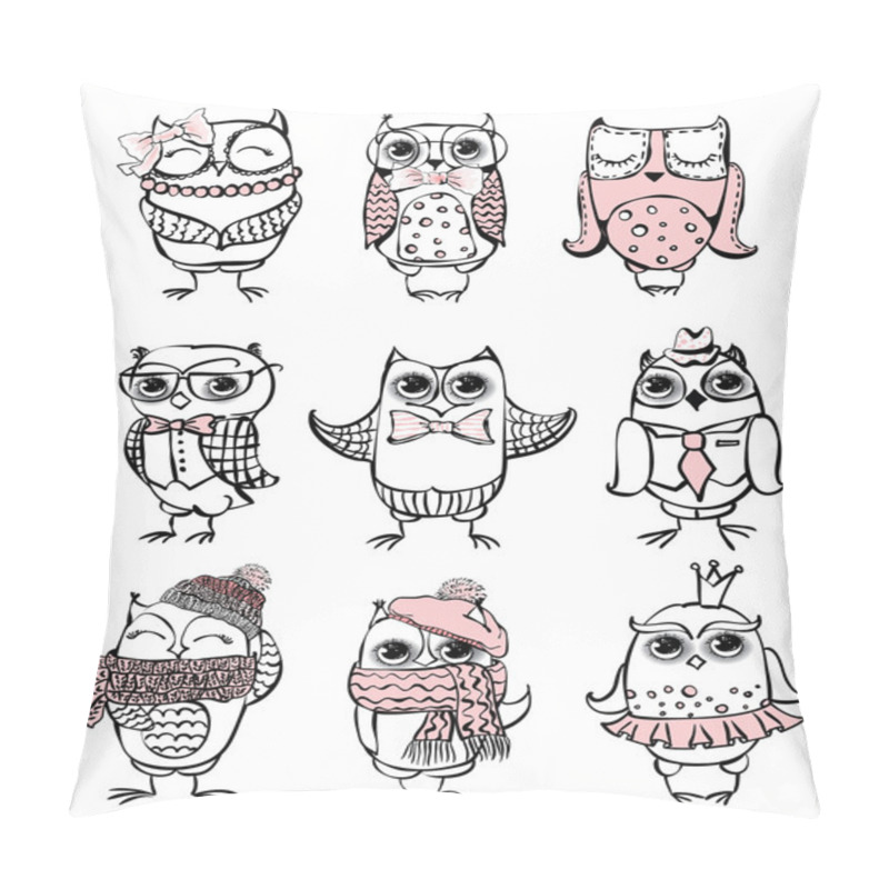 Personality  Cute Hipster Owls Pillow Covers