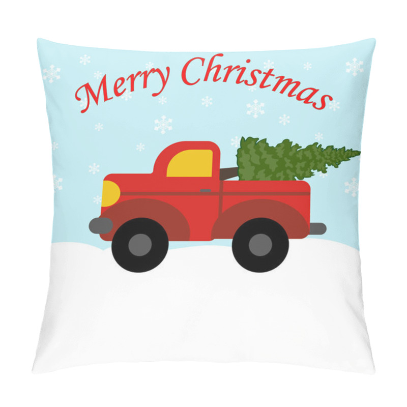 Personality  Red Truck With Christmas Tree Pillow Covers