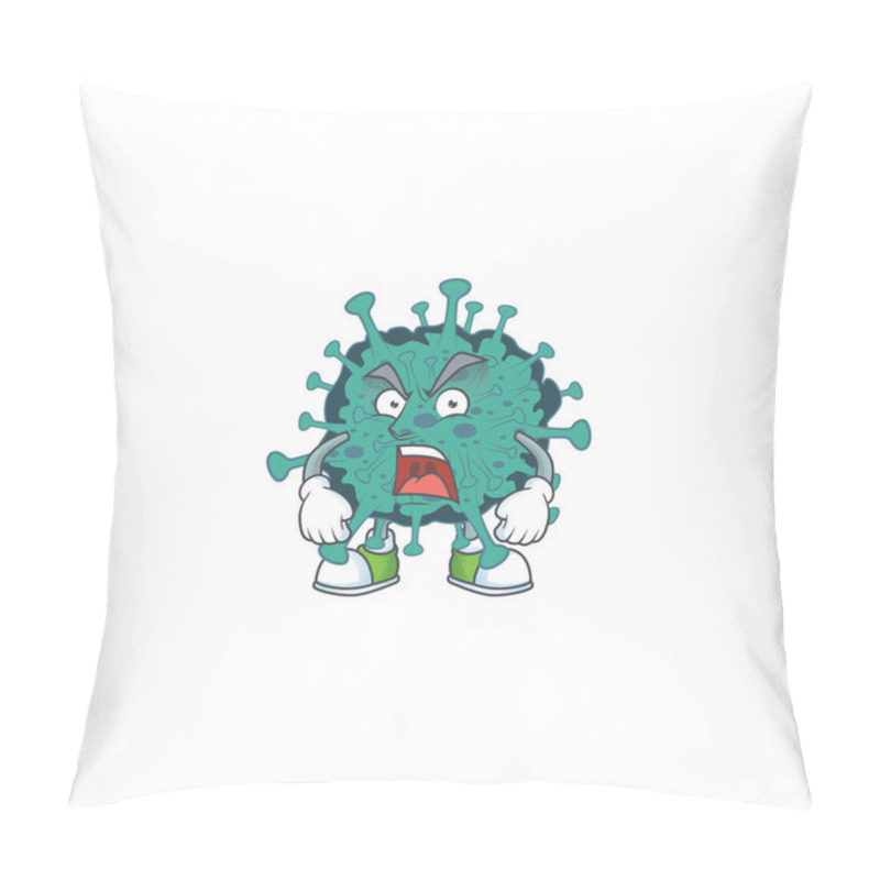 Personality  Critical Coronavirus Mascot Design Concept Showing Angry Face Pillow Covers