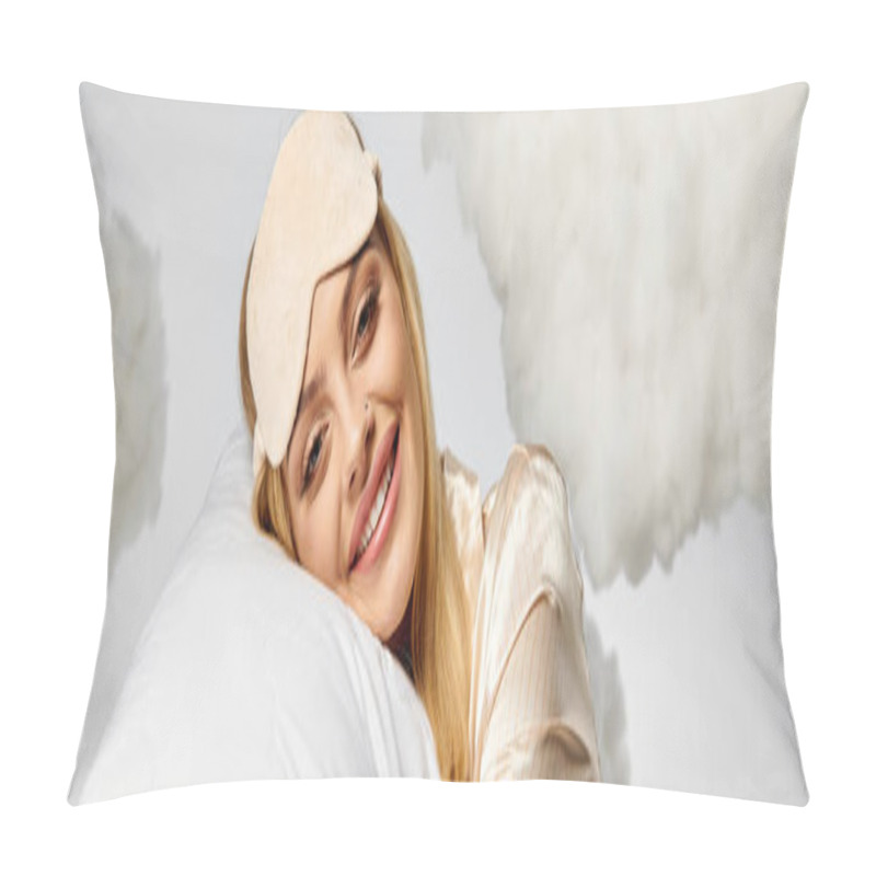 Personality  Elegant Woman Surrounded By Clouds In Peaceful Setting. Pillow Covers