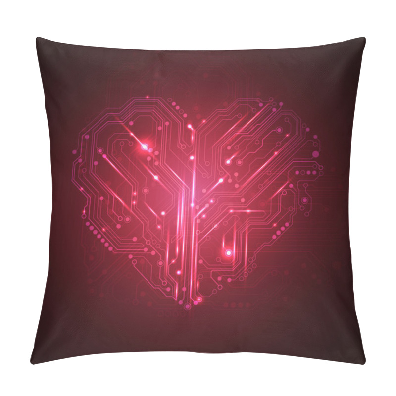 Personality  Circuit Board Heart Background - Creative Idea Vector Pillow Covers