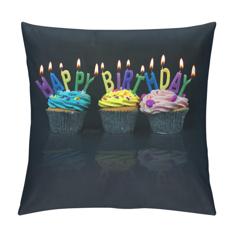 Personality  Cupcakes Spelling Out Happy Birthday Pillow Covers