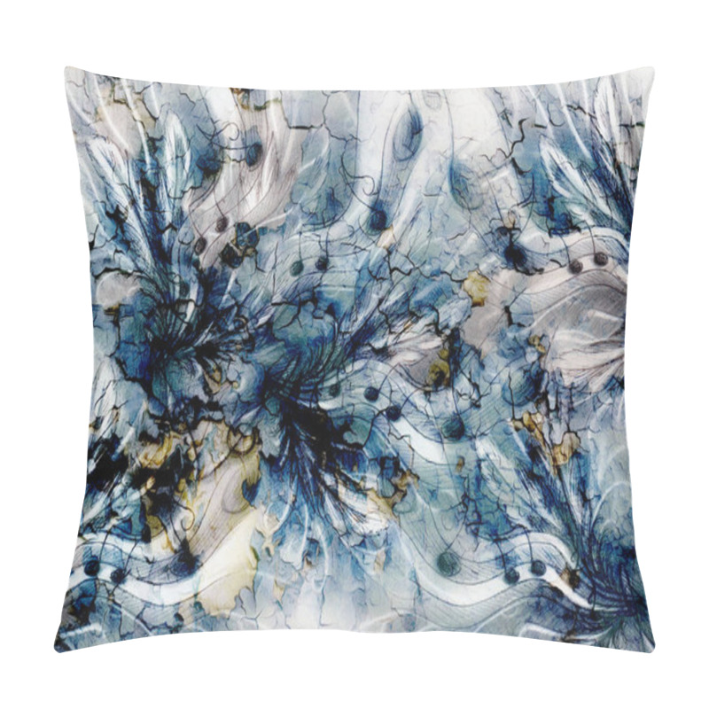 Personality  Composition Of Feathers, Notes And Note Lines, Music Theme With Ornamental Background. Pillow Covers