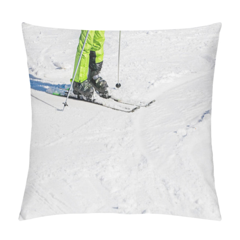 Personality  Skier On A Snowy Slope On A Sunny Day. Leisure Pillow Covers