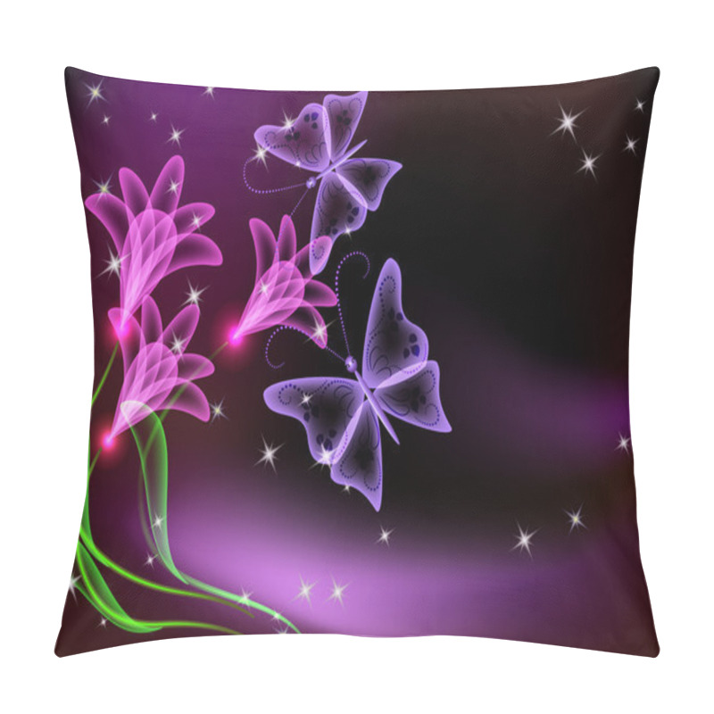 Personality  Glowing Transparent Flowers, Stars And Butterfly Pillow Covers