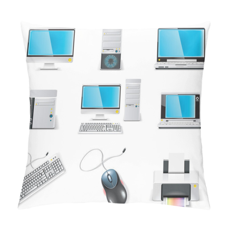 Personality  Vector White Computer Icon Set. Part 1. PC Pillow Covers