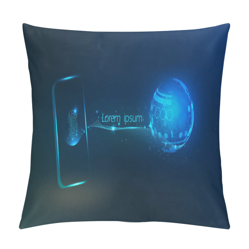 Personality  Fingerprint Wi-fi Smartphones,Vector Futuristic Smart Home Security Controls Technology Controlling Protection System With Space For Content And Web- Template, Business Tech Presentation  Appliances Via Internet Pillow Covers