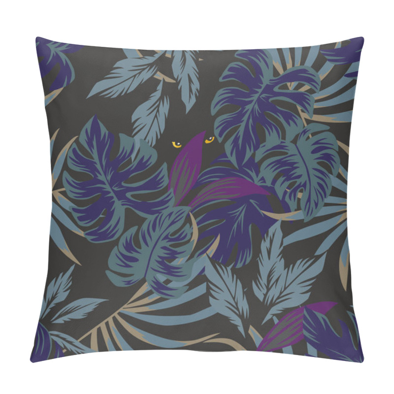 Personality  Night Tropical Leaves Pattern With Eyes In The Middle Pillow Covers