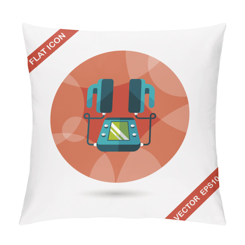 Personality  Heart Defibrillator Flat Icon With Long Shadow Pillow Covers