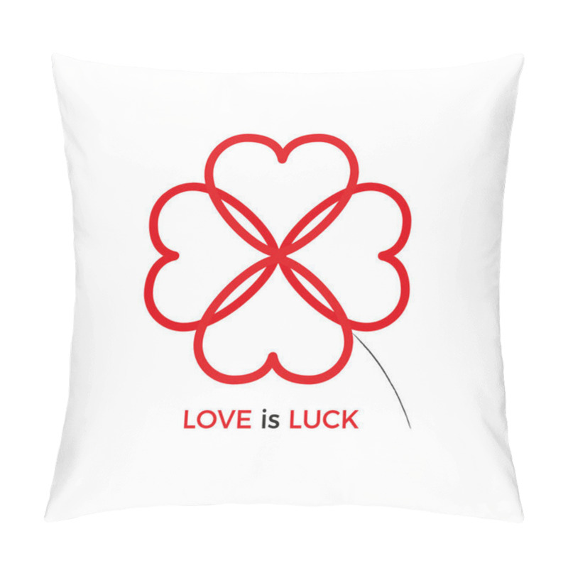 Personality  Four Leaf Clover Composed Of Hearts Isolated On White Pillow Covers