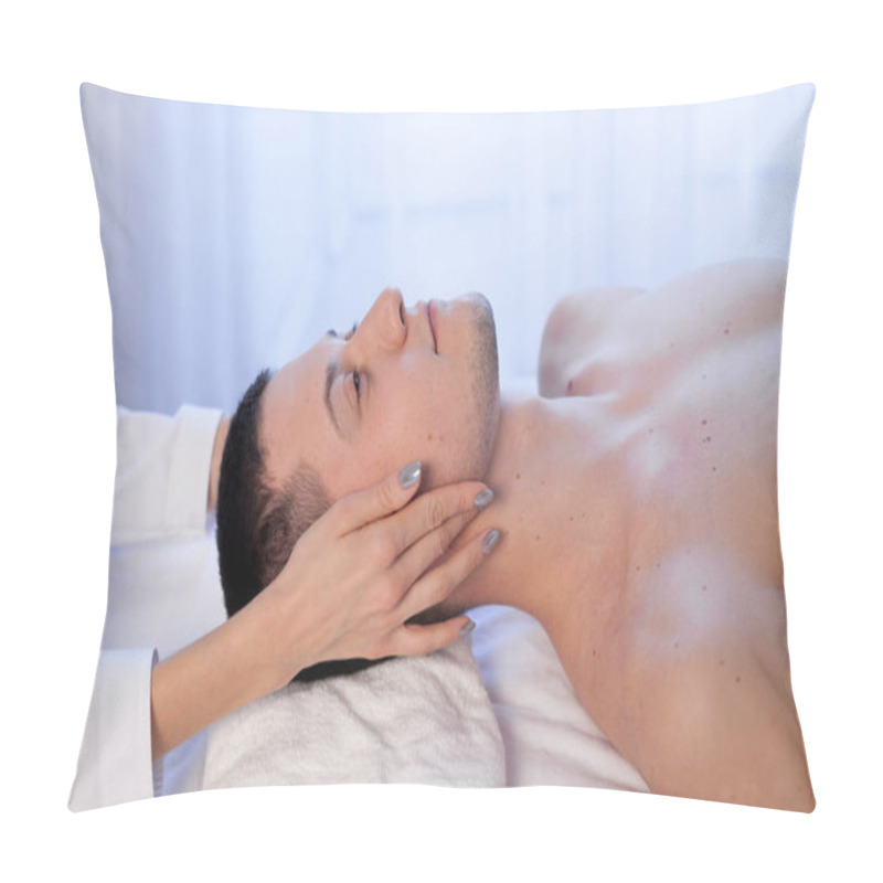 Personality  Man Doing Medical Massage Hands Person In Spa Pillow Covers