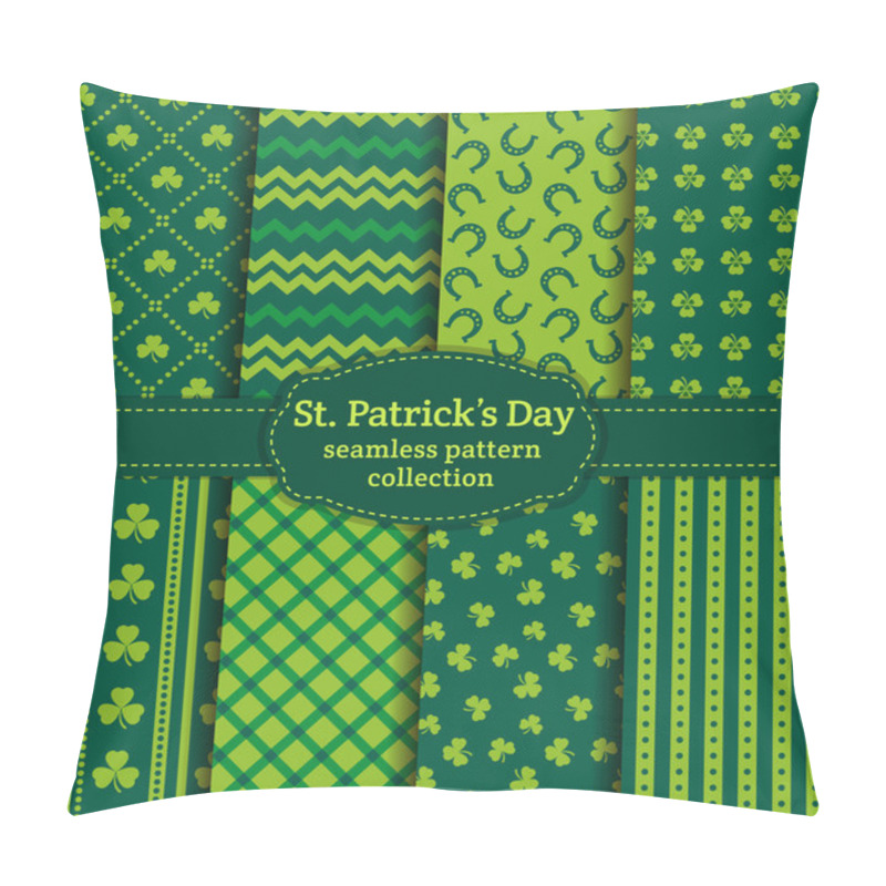 Personality  Happy St. Patrick's Day! Set Of Vector Seamless Patterns. Pillow Covers