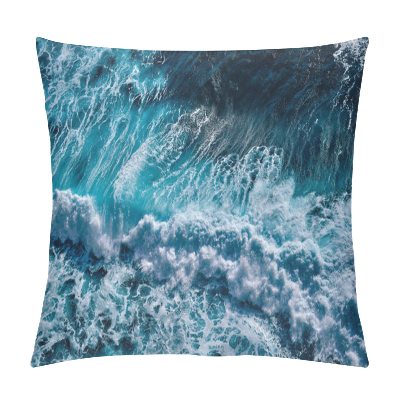 Personality  Aerial View To Seething Waves With Foam. Waves Of The Sea Meet Each Other During High Tide And Low Tide. Pillow Covers