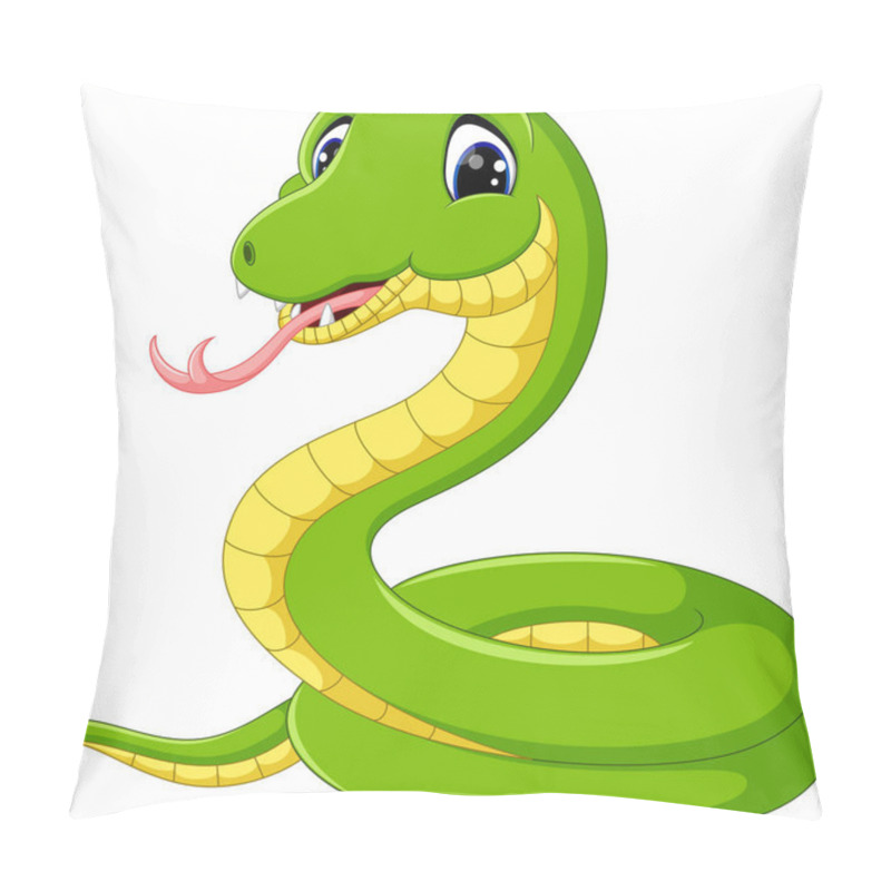 Personality  Illustration Of Cute Green Snake Cartoon Pillow Covers