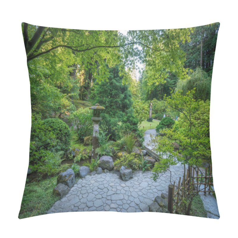 Personality  Landscape Of Japanese Garden In Portland Oregon Pillow Covers