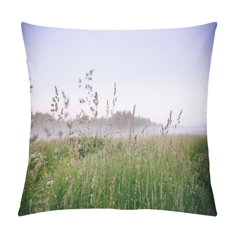 Personality  Beautiful Thick Fog Sunrise Autumn Fall Landscape Over Fields Wi Pillow Covers