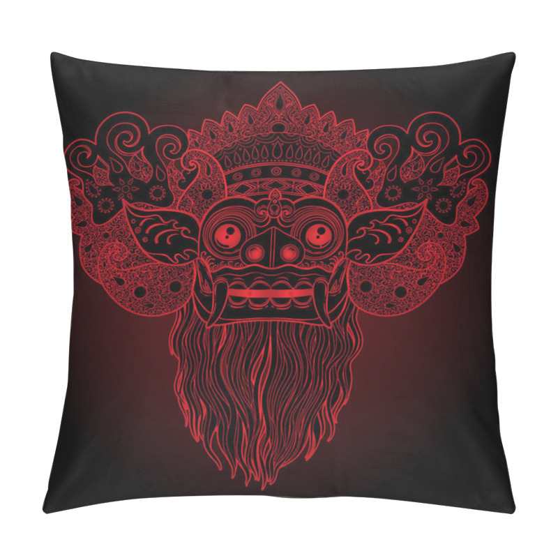 Personality  Traditional Ritual Balinese Mask Of Barong Pillow Covers