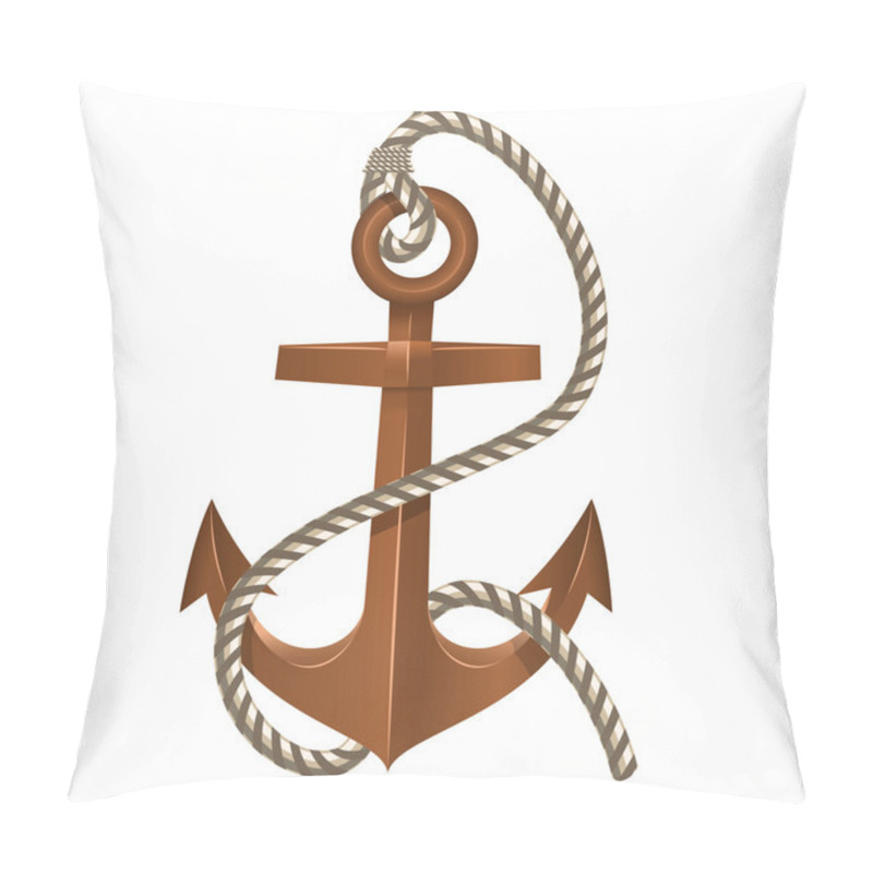 Personality  Old Anchor With Rope On White Background Pillow Covers