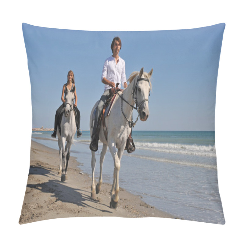 Personality  Horseback Riding On The Beach Pillow Covers