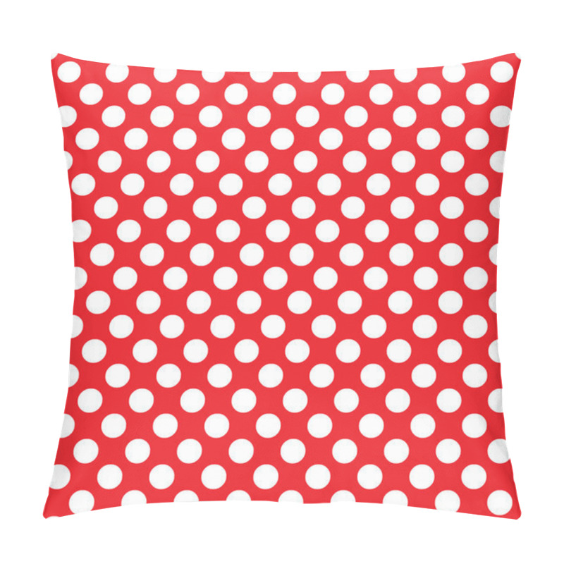 Personality  Seamless Vector White Polka Dots Pattern On Red Background Pillow Covers