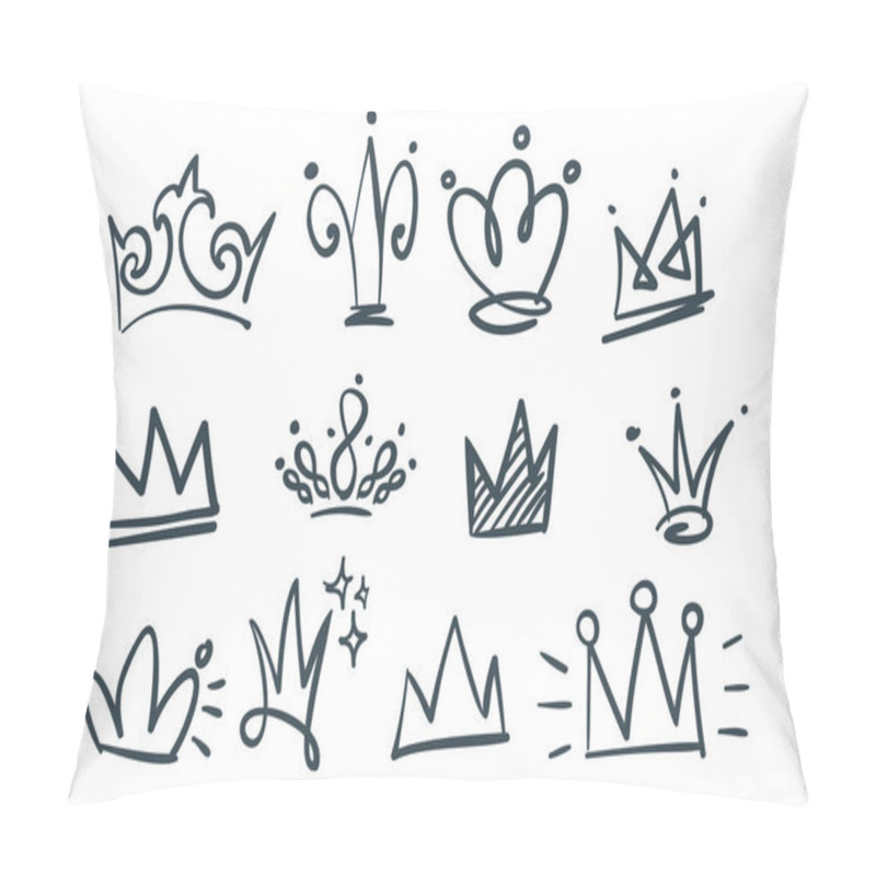 Personality  Doodle Set Of Crowns Pillow Covers