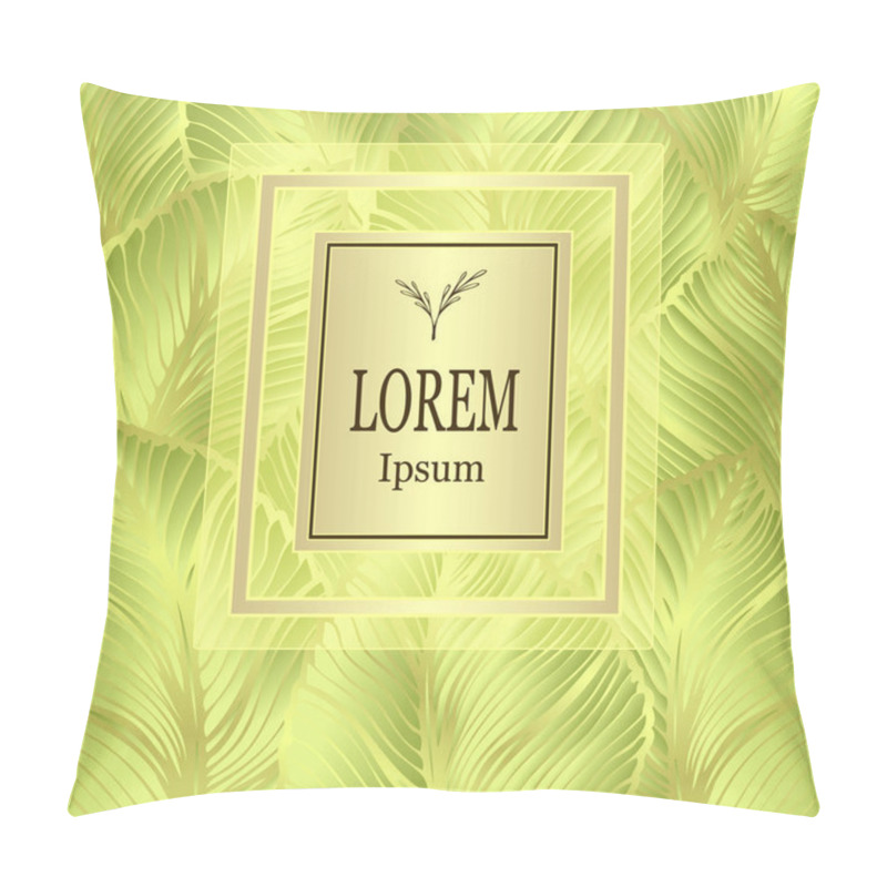 Personality  Template For Package Or Flyer From Luxury Background Made By Foil Leaves In Gold Green For Cosmetic Or Perfume Or For Package Of Tea Or For Alcohol Label Or For Advertising Jewelry Or For Brand Book Pillow Covers