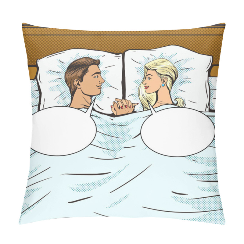 Personality  Young Couple In Bed Pop Art Style Vector Pillow Covers