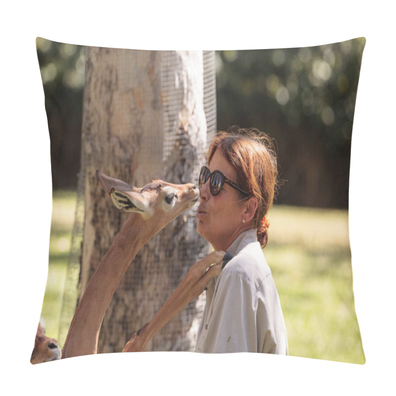 Personality  Southern Gerenuk Gives A Member Of The San Diego Zoo Safari Park Pillow Covers