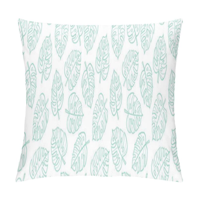 Personality  Monstera Leaves Vector Banner, Seamless Repeating Pattern Wide Horizontal Background Design Pillow Covers