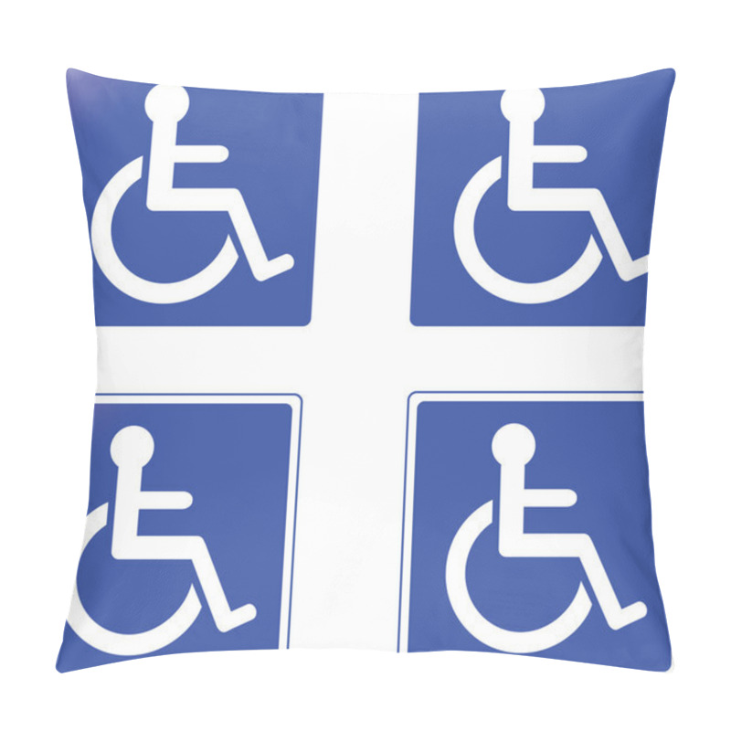 Personality  Collection Of Blue Handicap Signs Vector Pillow Covers