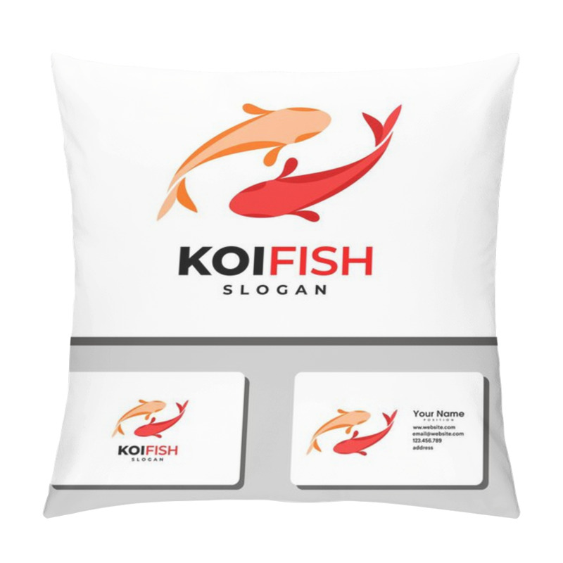 Personality   Simple And Outstanding Logo Template Design That Illustrates Two Koi Fish For Livestock Farming Companies Pillow Covers