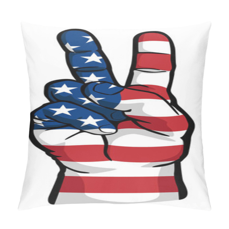 Personality  USA Patriotic Peace Sign Hand Symbol Isolated Vector Illustration Pillow Covers