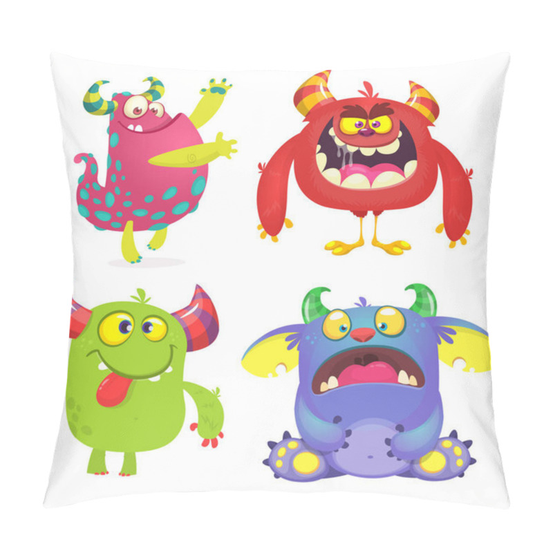 Personality  Cute Cartoon Monsters. Set Of Cartoon Monsters: Goblin Or Troll, Monster And Alien . Halloween Design Pillow Covers